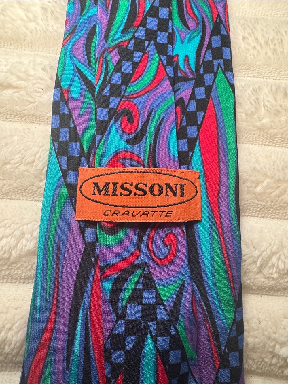 Missoni Vibrant Teal Purple Red Patterned Silk Tie (formal, preppy, business)
